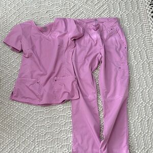 Healing hands lavender Scrub Set size med top size small bottom